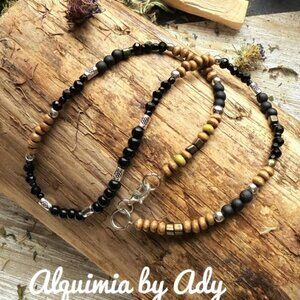 Black onyx beaded necklace